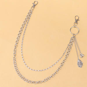 Cadena de cintura con colgante de campana navideña estilo europeo, cadena corporal de metal retro punk unisex, diseño de doble anillo en color plateado - Product Image 6