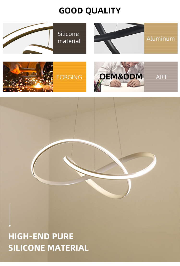 Simple Design Matt Black Fancy Loft Living Room Home Decoration Aluminum Led Pendant Lamp