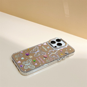 Sang Trọng Kim Cương Gương Bướm Trường Hợp Điện Thoại Cho <span class=keywords><strong>Iphone</strong></span> 7 8 Cộng Với X XR XS Max 12 13 14 Pro Max Điện Thoại Trường Hợp Bìa Với Dây Đeo - Product Image 4