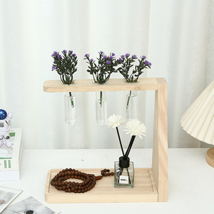 Soporte de Madera para Plantas, Estante de Madera Maciza Moderno para Escritorio, Soporte Interior para Plantas Hidropónicas con Tubos de Ensayo de Vidrio - Product Image 3
