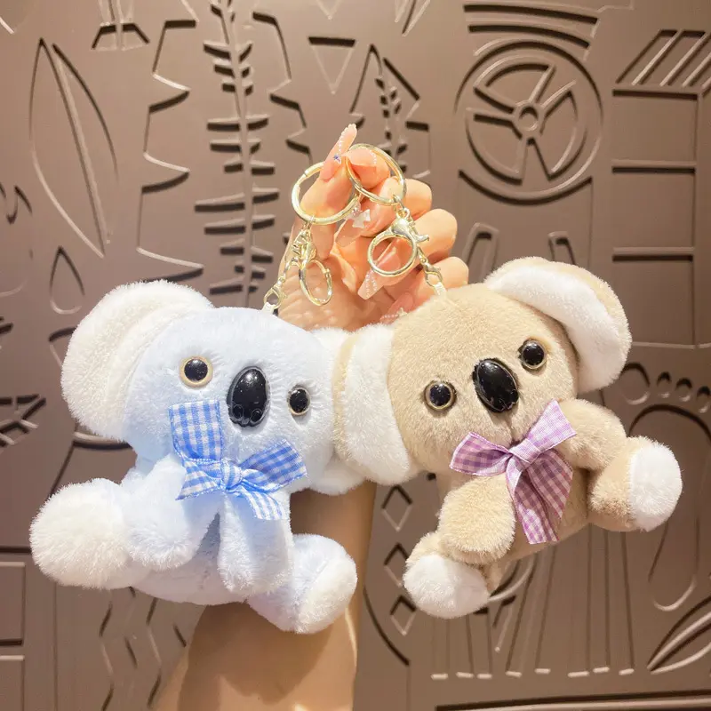 עניבת פרפר חמוד קשת קואלה מפתחות הבובות שקית קסם 6 אינץ 'צעצועי ארנב וחתול קטן בובה תיק גב שרשרת מפתח