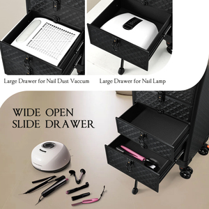Rolling <b>Makeup</b> <b>Case</b> Professional Nail Salon Cart with 4 Drawers Lockable Beauty Suitcase Nail Tool Box Hairstylist Trolley - Product Image 3