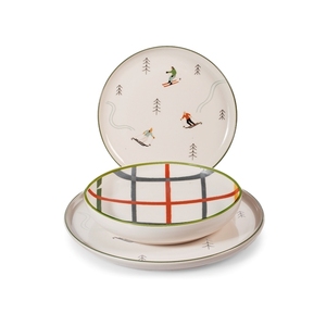 Set da Tavola Natalizio per Feste a Tema Sci, 18 Pezzi, per Cene Festive - Product Image 1
