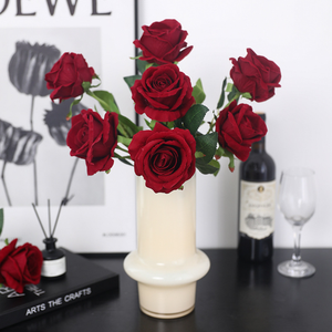 Rose artificielle à tige unique en tissu floqué, grande taille, pour décoration murale florale de mariage, hôtel, aménagement paysager, Saint-Valentin, fausse rose - Product Image 1