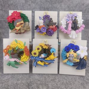 Ensemble de 6 figurines Pokémon Re-ment Eevee en PVC, boîte mystère, collection Happiness Wreath, pour Noël, Halloween, cadeau pour enfants - Product Image 1