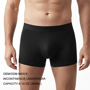 <strong>Men's</strong> Mid-Rise Incontinence Boxer Briefs 300ml High Capacity <strong>Leak</strong>-proof Odor-proof Washable Anti-Bacterial OEM <strong>Urinary</strong> - Product Image 1