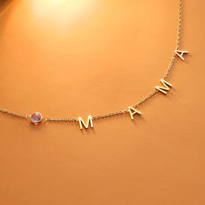 Dropshipping personalizado grabado acero inoxidable personalizado letra inicial madre colgante collar con piedras de nacimiento para mamá - Product Image 2