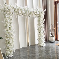 NINI Arche de fleurs blanches de luxe pour scène de mariage, arrangement floral en vinyle durable et écologique, 6-8 pieds, pour banquets, fêtes et événements