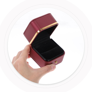Round Gold Edged PU Leather High-end Jewelry <b>Box</b>, <b>Ring</b> <b>Box</b>, Pendant, Earring, Bracelet, Velvet Necklace, Jewelry Packaging <b>Box</b> - Product Image 1