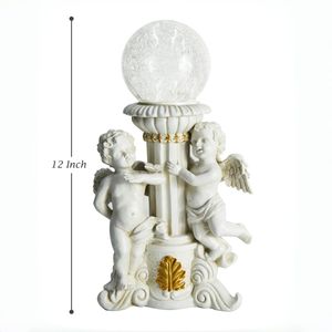 12 pollici in resina solare cherubino vetro Crackle giardino luce che cambia colore effetto | Anno nuovo statua di angelo lampada solare decorazione per esterni - Product Image 6