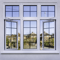 Ventanas de Aluminio con Rotura de Puente Térmico Hechas a Medida, con Vidrio de Doble Acristalamiento, Insonorizadas, con Patrón de Rejilla, para Exteriores de Casas y Villas
