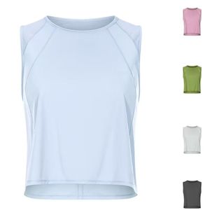 Camiseta Deportiva sin Mangas para Hacer Ejercicio, Cuello Redondo, Ajustada, de Punto Acanalado, Transpirable, de Spandex/Nailon, Color Sólido - Product Image 1