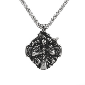 Collar de Hombre con Colgante de Cuervo Vikingo Nórdico, Diseño de Cruz de Acero Inoxidable, 60 cm, Joyería de Regalo - Product Image 5