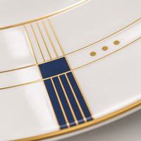 Service de table de luxe moderne en céramique et porcelaine fine avec incrustations dorées, étanche, idéal pour les cadeaux d'affaires