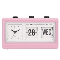 Horloge à rotation automatique de pages créative avec calendrier de date de semaine support d'horloge de table à rabat horloge de chevet numérique pour étudiants