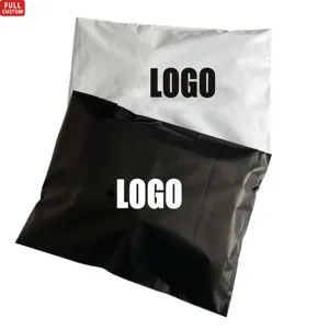 Sacchetto di spedizione del corriere autoadesivo di plastica del poli bollettino nero di logo personalizzato per il pacchetto dei vestiti delle magliette della biancheria intima