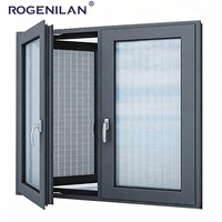 Ventana Abatible Moderna de Aluminio Impermeable Rogenilan, Ventana Exterior de Doble Vidrio Templado, Ventanas Personalizadas para Casas