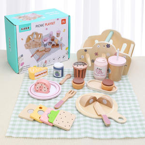 Juego de simulación Montessori: Cesta de picnic con postres para juego de rol, juguetes educativos de cocina para niños y niñas - Product Image 1