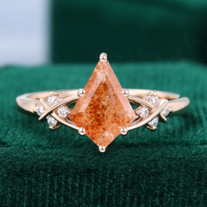 925S Rhodium Plated Sunstone Gemstone Engagement <b>Ring</b> for Women <b>Men</b> Unisex Party Wedding - Product Image 2