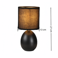 Lampe de lecture personnalisée de style moderne pour chambre à coucher Base en céramique petit œuf noir standard Abat-jour en tissu fabriqué à la main Maison alimentée en courant alternatif