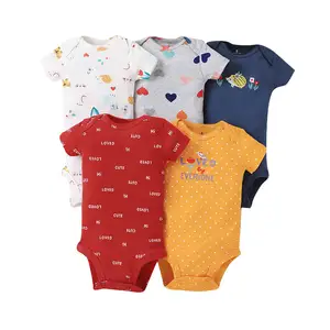 Ensemble de vêtements pour nouveau-né de 0 à 24 mois, combinaison en coton à manches courtes pour bébé, barboteuse pour tout-petit, body, 5 pièces