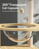 Arbre à chat multifonctionnel en laine, favori des chats, avec capsule spatiale, niche et échelle d'escalade amovible, à taux de réachat élevé