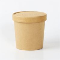 Boîte de conteneur alimentaire jetable personnalisée avec logo, étanche et résistante à la graisse, conteneur de 8 oz, bols à soupe en papier kraft avec couvercles