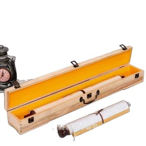 Boîte de rangement rectangulaire en bois massif pour calligraphie et peinture, personnalisable pour rouleaux et éventails, fabriquée au Shandong - Product Image 4