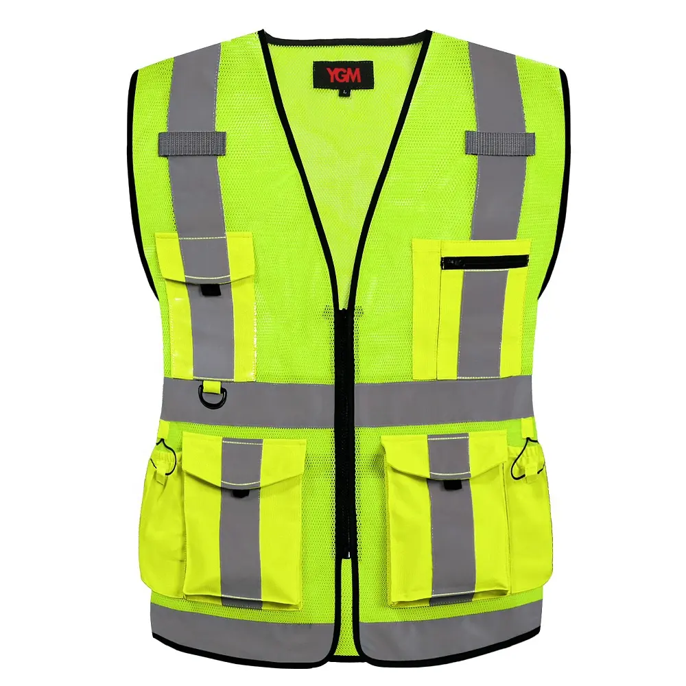 Hoge Vis Custom Kleding Groothandel Reflecterende Werkkleding Veiligheidsvest Constructie Met Zakken Voor Mannen