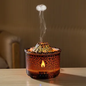 SHOUMING 2024 Popular Flame Diffuser Night Light Gift Set Decor Fire Flame Humidifier Volcanic Essential Oil Aroma Diffusers