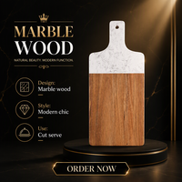 Planche à découper en bois d'acacia avec empiècements en marbre, planche à légumes, plateau de service, planche à découper en bois massif – Vente en gros