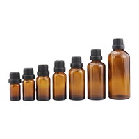 Bouteilles d'huile essentielle en verre brun à large ouverture avec compte-gouttes, tailles de 5 ml à 100 ml