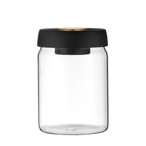 Contenedor de vacío de 500ml/1800ml, vasos de borosilicato alto, lata sellada con tapa de prensa de succión para té, café, tanque de almacenamiento de vidrio