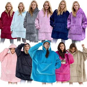 Manta con capucha de forro polar grueso, tipo jersey de franela, para abrazar, estilo europeo-americano - Product Image 1