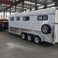 Remorque de transport de chevaux de luxe à chargement oblique pour 4 chevaux, capacité de charge de 2600 kg, double essieux et frein électrique - Facilite le transport