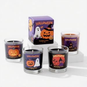 Halloween Scented Candles Set Glass Jar <b>Paraffin</b> Wax Cylinder Shape Each Holiday Decor Witch's Potion Pumpkin Party Blood M - Product Image 4
