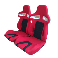 JBR1069 SIÈGES DE COURSE ROUGE NOIR Lavable Respirant PVC Siège de Voiture Ensemble Complet Avant Arrière Banquette Fendue Noir