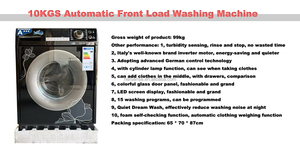 Lavadora de Carga Frontal Negra y Roja de 10 kg, 220 V, 50 Hz, Motor Potente con Centrifugado, Clase A, Lavado Rápido, Uso Doméstico, Automática - Product Image 6