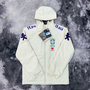 Brazil Team Neymar-Style Windproof and Waterproof Cotton-Lined Lightweight <strong>Linen</strong> Solid Sports Winter Hooded <strong>Jacket</strong> for <strong>Men</strong> Women - Product Image 2
