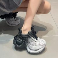 Zapatillas Chunky de Plataforma con Suela Magma y Malla de Diamantes, Estilo Y2K, para Mujer, Tipo Dad Shoes