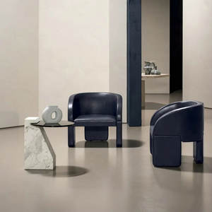 Muebles nórdicos para sala de estar, Sillón tapizado de ante <span class=keywords><strong>rosa</strong></span> para ocio, sofá individual de Hotel de madera para restaurante y cafetería - Product Image 5