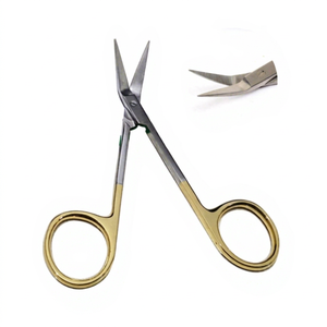 Tijeras Odontomed 2011 de Calidad Profesional para Cirugía, Fabricadas por Wilmer Converse, 4 Pulgadas, Anguladas sobre Carburo de Tungsteno Plano - Product Image 1