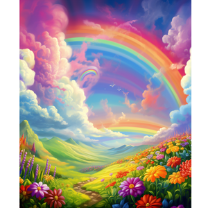 Plein rond 5D bricolage <span class=keywords><strong>diamant</strong></span> peinture arc-en-ciel fleur <span class=keywords><strong>broderie</strong></span> point de croix 30x40cm/12x16 pouces paysage cadre pour décor à la maison cadeau - Product Image 1