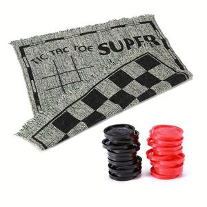 Family Indoor <strong>Board</strong> <strong>Pointless</strong> <strong>Game</strong> Gaming Floor Mega Tic Tac Toe Giant 3 in 1 Checkers Rug Chess Mat Set - Product Image 1