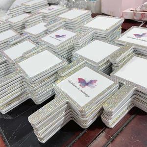 Wholesale Private logo Handheld Makeup <b>Mirror</b> With Rhinestone Diamond Private Label Single Side Cosmetic Hand <b>Mirror</b> - Product Image 4