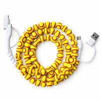 Câble de charge USB Type C 4-en-1 pour téléphone, avec perles, pour transfert de données, cadeau pour les fans de sport