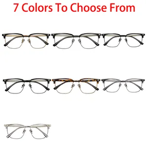Men Luxury Trendy Branded Designer Eyeglasses Frames Acetate Metal Square Optical Frame 1 Pieces Custom Logo