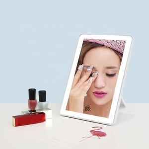 Miroir de maquillage Portable, protectrice de voyage, double puissance, carré, LED, blanc, écran tactile - Product Image 5