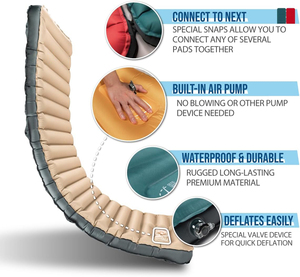 Matelas auto-gonflable à logo personnalisé avec pompe intégrée fermeture à bouton-pression étanche et durable pour le camping en plein air, la randonnée et le sac à dos - Product Image 3