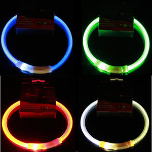Collar de piel con luz LED intermitente para mascotas, correa de cuello de perro, recargable por USB, accesorios de seguridad nocturna para perros - Product Image 6